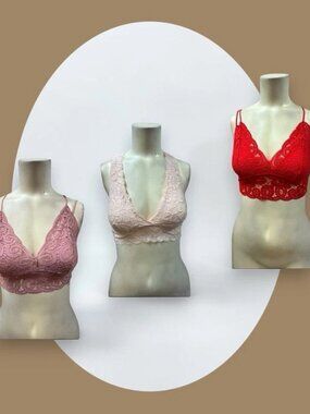Victorias Secret, Woman,3 Lace Bralette $13 Each, Red, Rose, V Neck, Size S/p.!